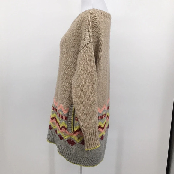 Victoria's Secret Sweater Womens Small Cream Yellow Heavy‎ Knit Tunic Fair Isle - Picture 5 of 15